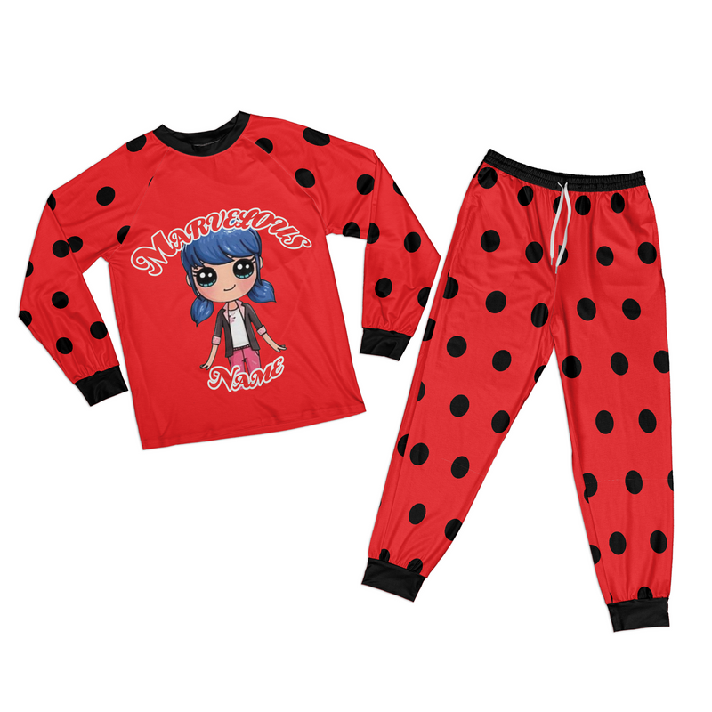 Personalized Family Pajama Sets | Matching Xmas Jammies for ADULTS | Christmas Holiday family PJs | Marvelous Ladybug nightsuit