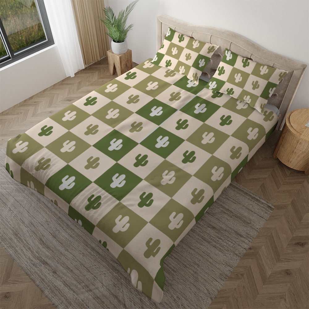 Retro Desert Cactus Baby Twin duvet cover with matching pillowcase
