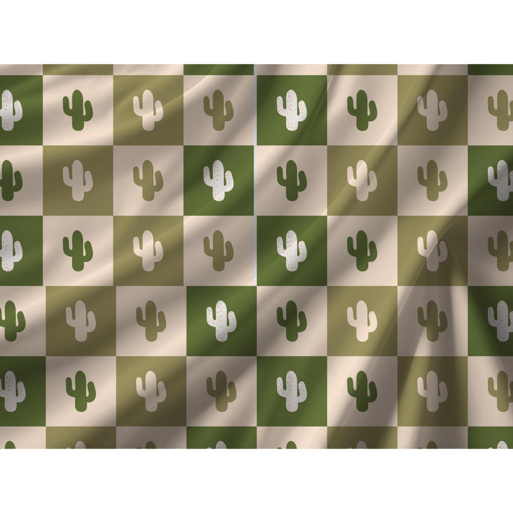 Close-up of retro desert cactus duvet cover pattern