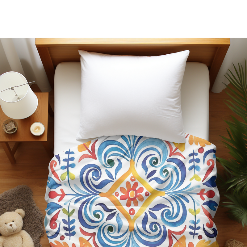 Duvet cover with matching Pillow cases | Luxury Bedding set | Twin, Queen, King Sizes | Mexican Art Swirls