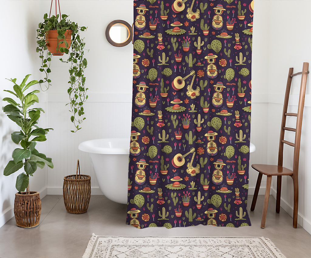 mexican fiesta shower curtain product mockup