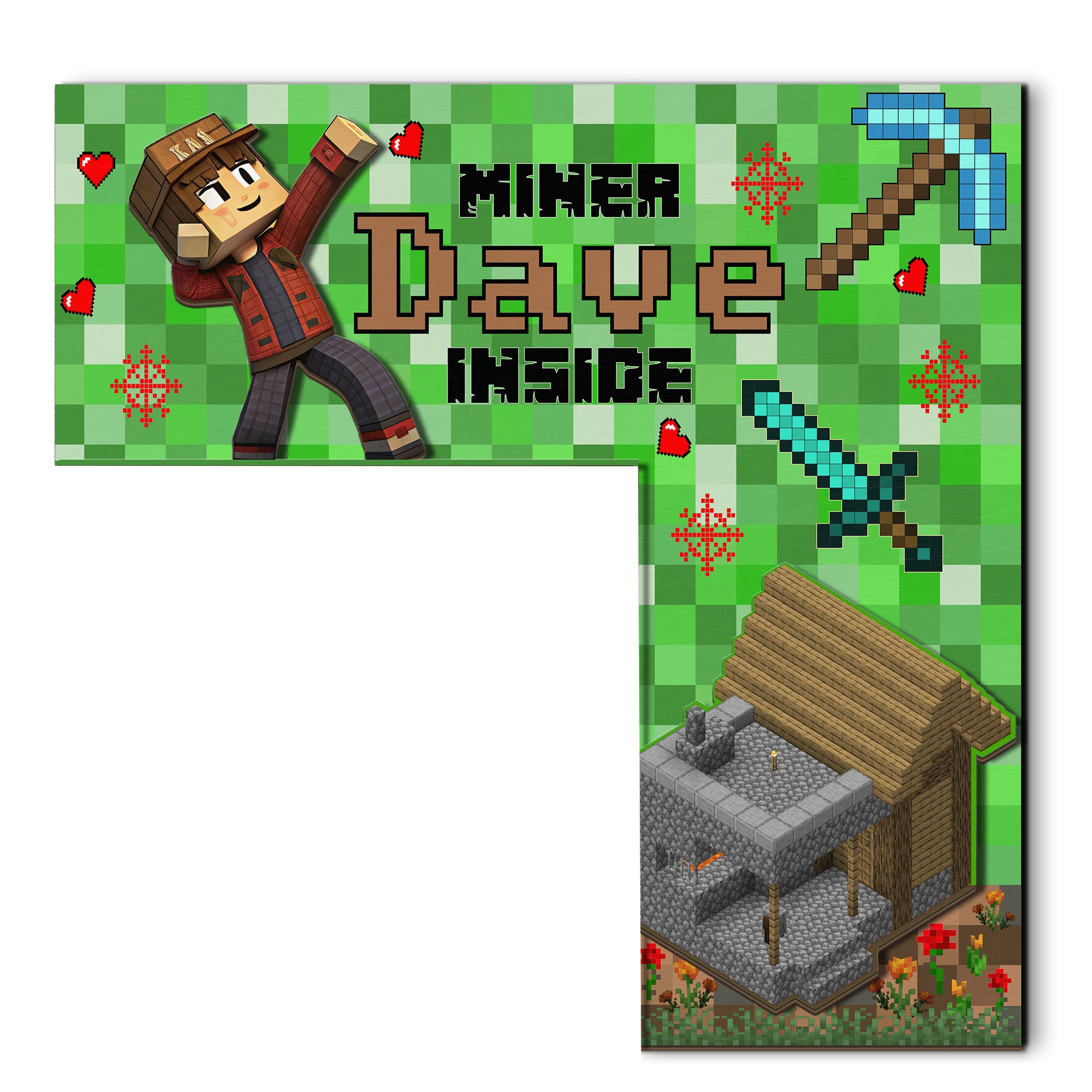 PERSONALIZED Wooden Door Corner | CUSTOM Door Topper Name Plate for KIDS | Single/Double Layer | 10” & 15” Sizes | Gaming Miners