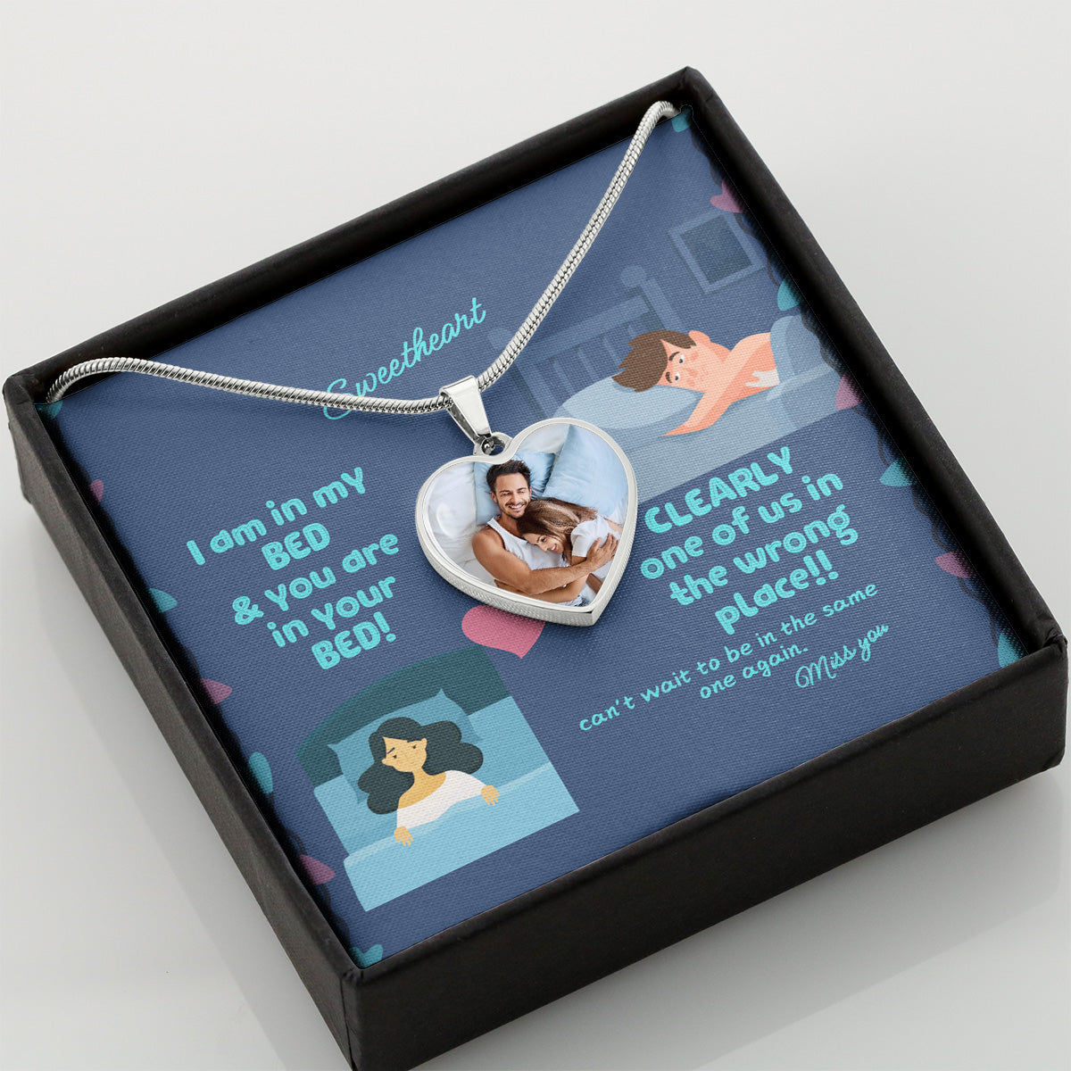 LDR Gift | Long Distance Relationship Gift for Her | Long Distance Love | Cute Funny Gift for Wife or Girlfriend | Photo Pendant | Missing you