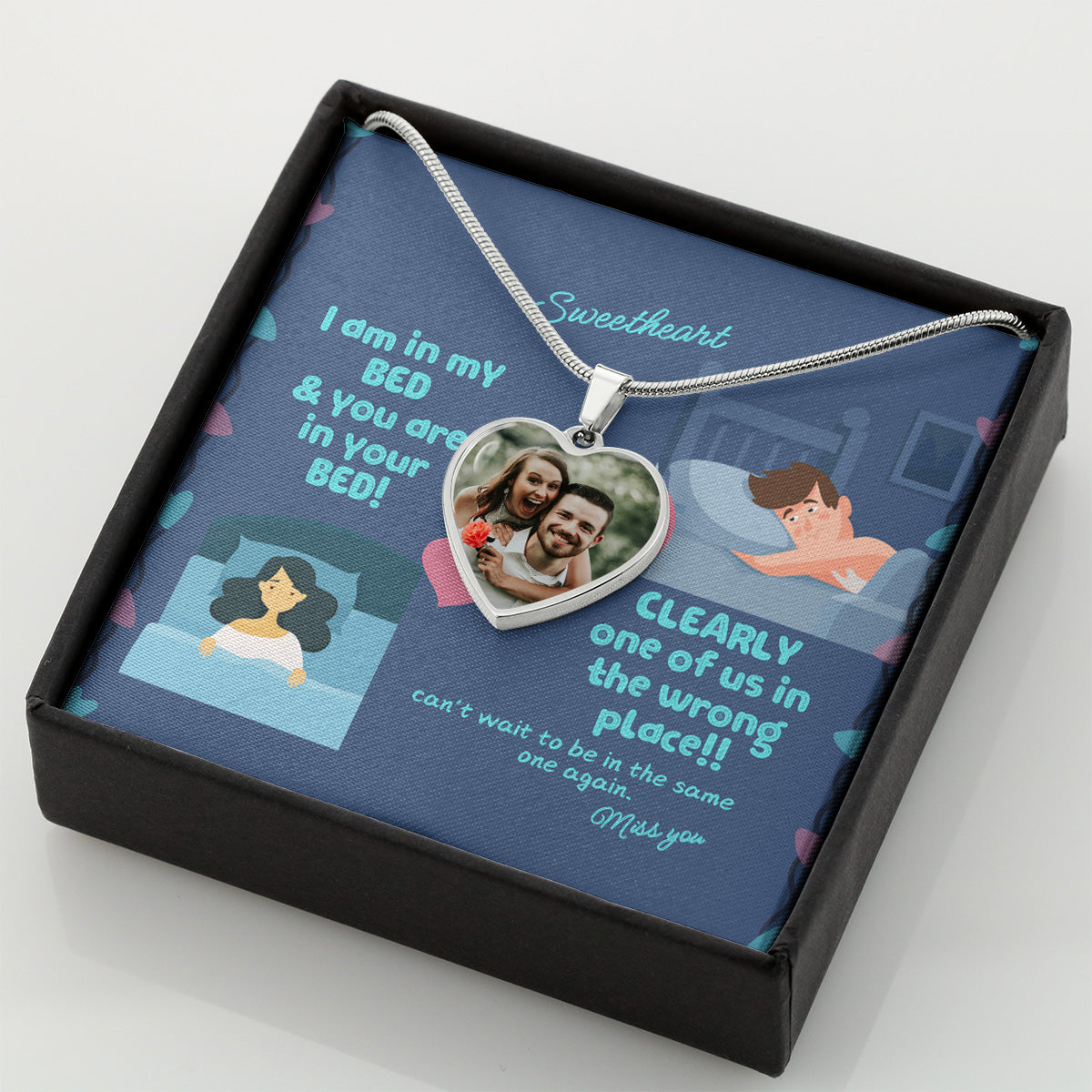 LDR Gift | Long Distance Relationship Gift for Her | Long Distance Love | Cute Funny Gift for Wife or Girlfriend | Photo Pendant | Missing you