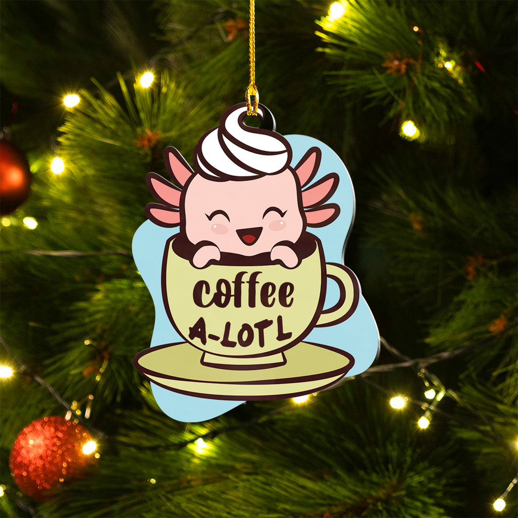 Axolotl Lover Gifts | Cute Axolotl Ornament | Acrylic Christmas Tree Hanging for Kids | Keepsake Xmas Decoration | Coffee A Lotl