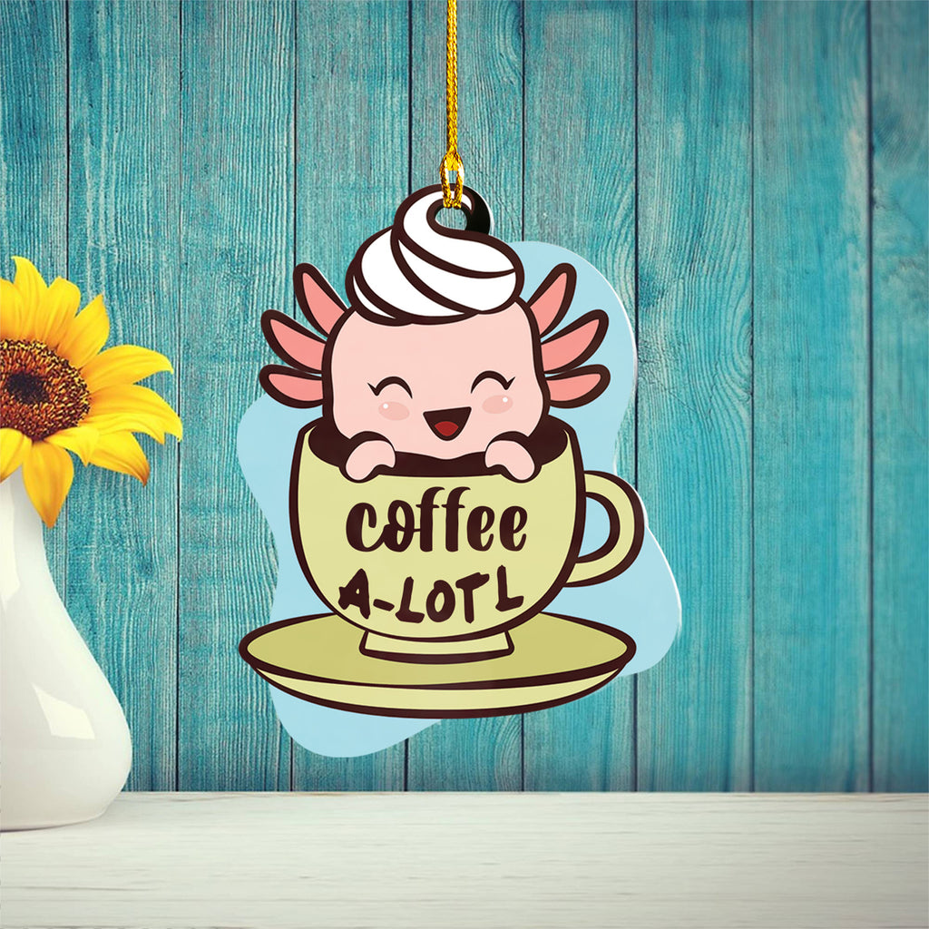 Axolotl Lover Gifts | Cute Axolotl Ornament | Acrylic Christmas Tree Hanging for Kids | Keepsake Xmas Decoration | Coffee A Lotl