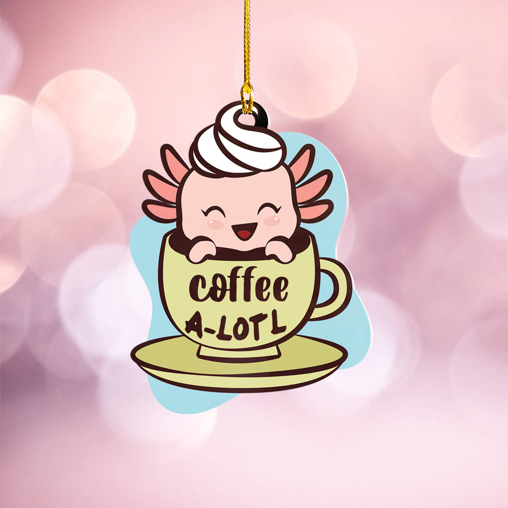 Axolotl Lover Gifts | Cute Axolotl Ornament | Acrylic Christmas Tree Hanging for Kids | Keepsake Xmas Decoration | Coffee A Lotl