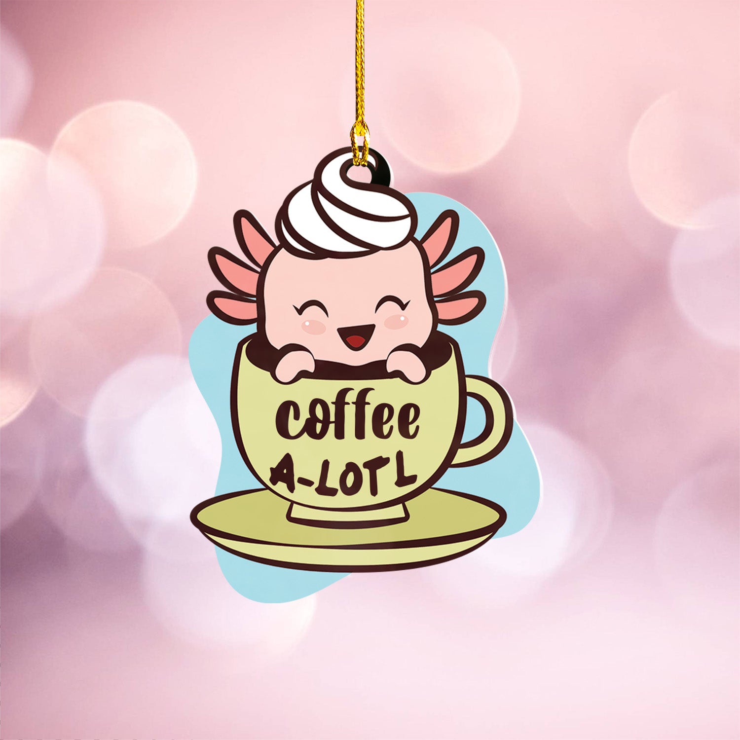 Axolotl Lover Gifts | Cute Axolotl Ornament | Acrylic Christmas Tree Hanging for Kids | Keepsake Xmas Decoration | Coffee A Lotl