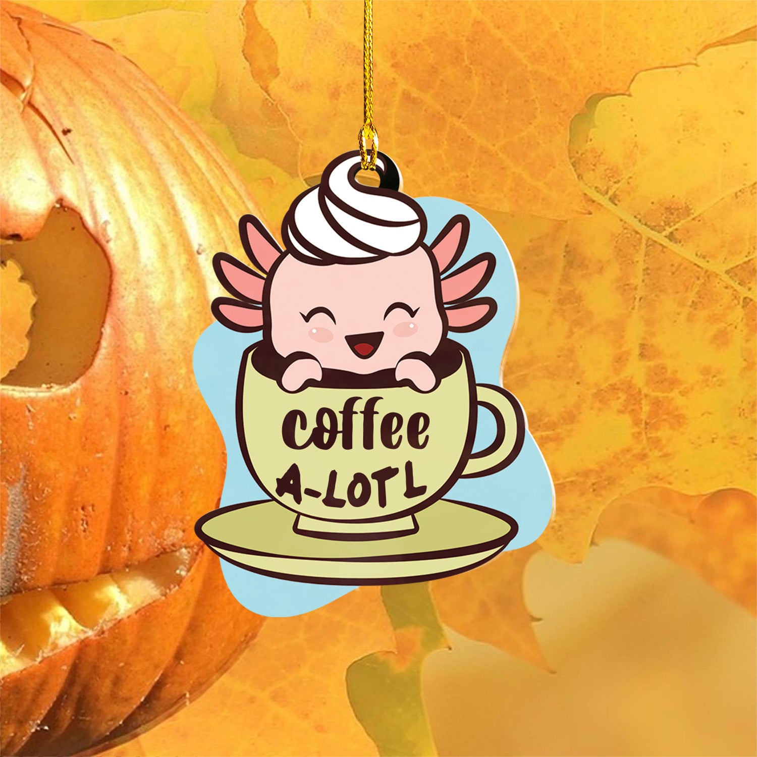 Axolotl Lover Gifts | Cute Axolotl Ornament | Acrylic Christmas Tree Hanging for Kids | Keepsake Xmas Decoration | Coffee A Lotl