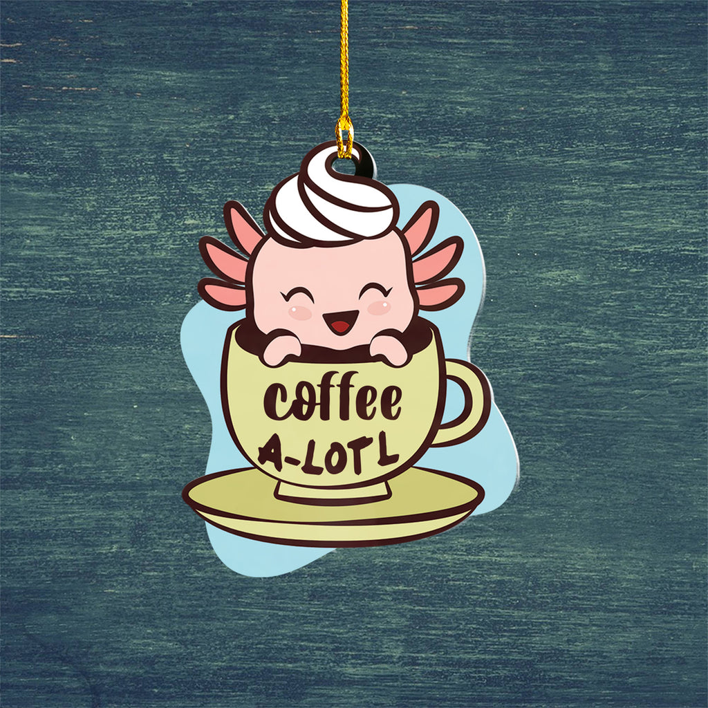 Axolotl Lover Gifts | Cute Axolotl Ornament | Acrylic Christmas Tree Hanging for Kids | Keepsake Xmas Decoration | Coffee A Lotl