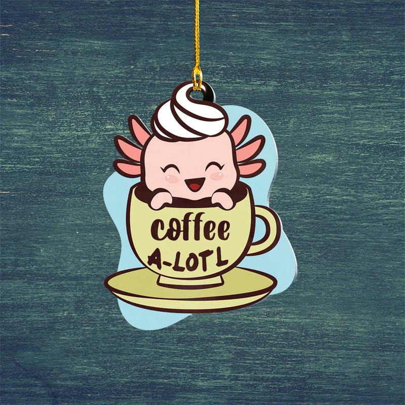 Axolotl Lover Gifts | Cute Axolotl Ornament | Acrylic Christmas Tree Hanging for Kids | Keepsake Xmas Decoration | Coffee A Lotl