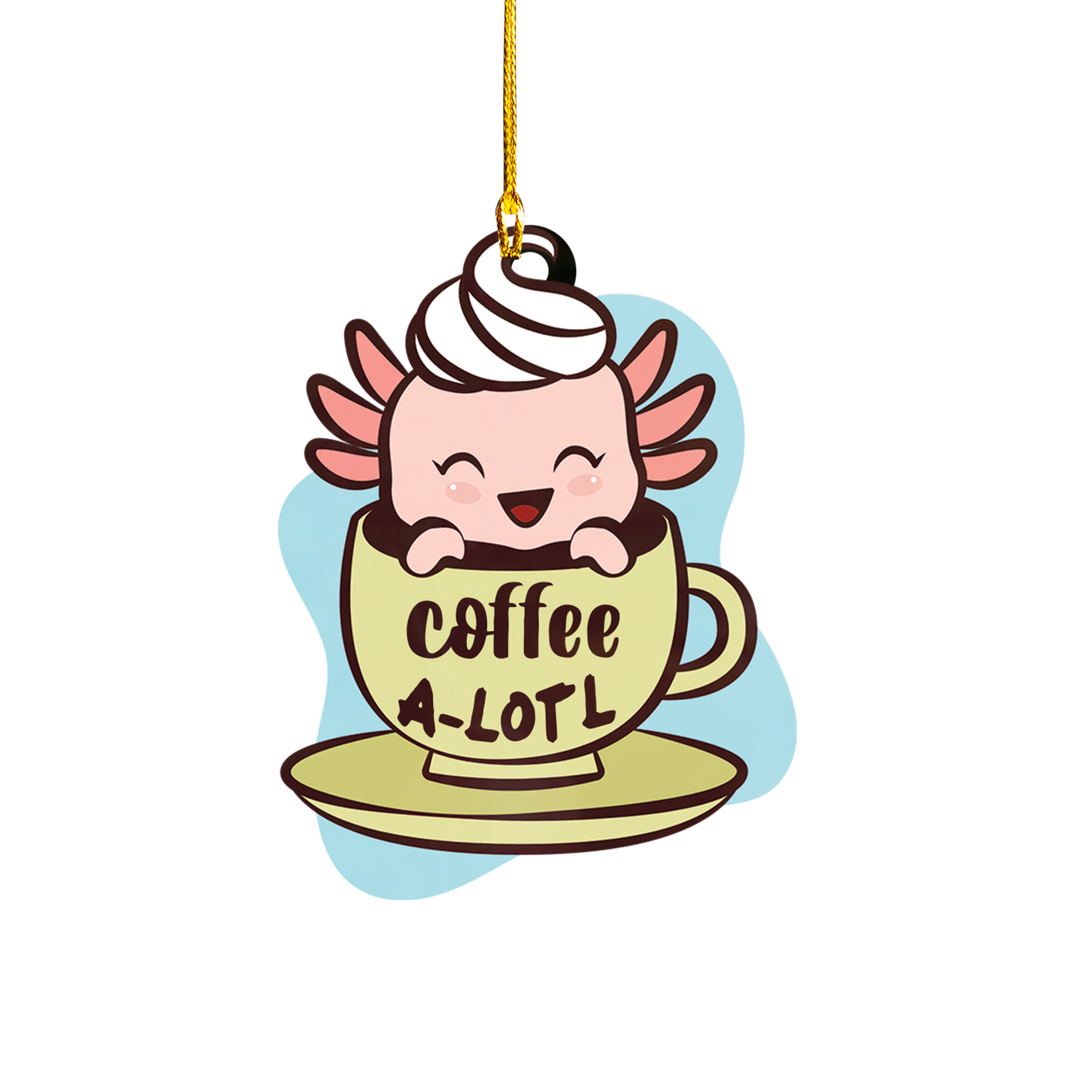 Axolotl Lover Gifts | Cute Axolotl Ornament | Acrylic Christmas Tree Hanging for Kids | Keepsake Xmas Decoration | Coffee A Lotl