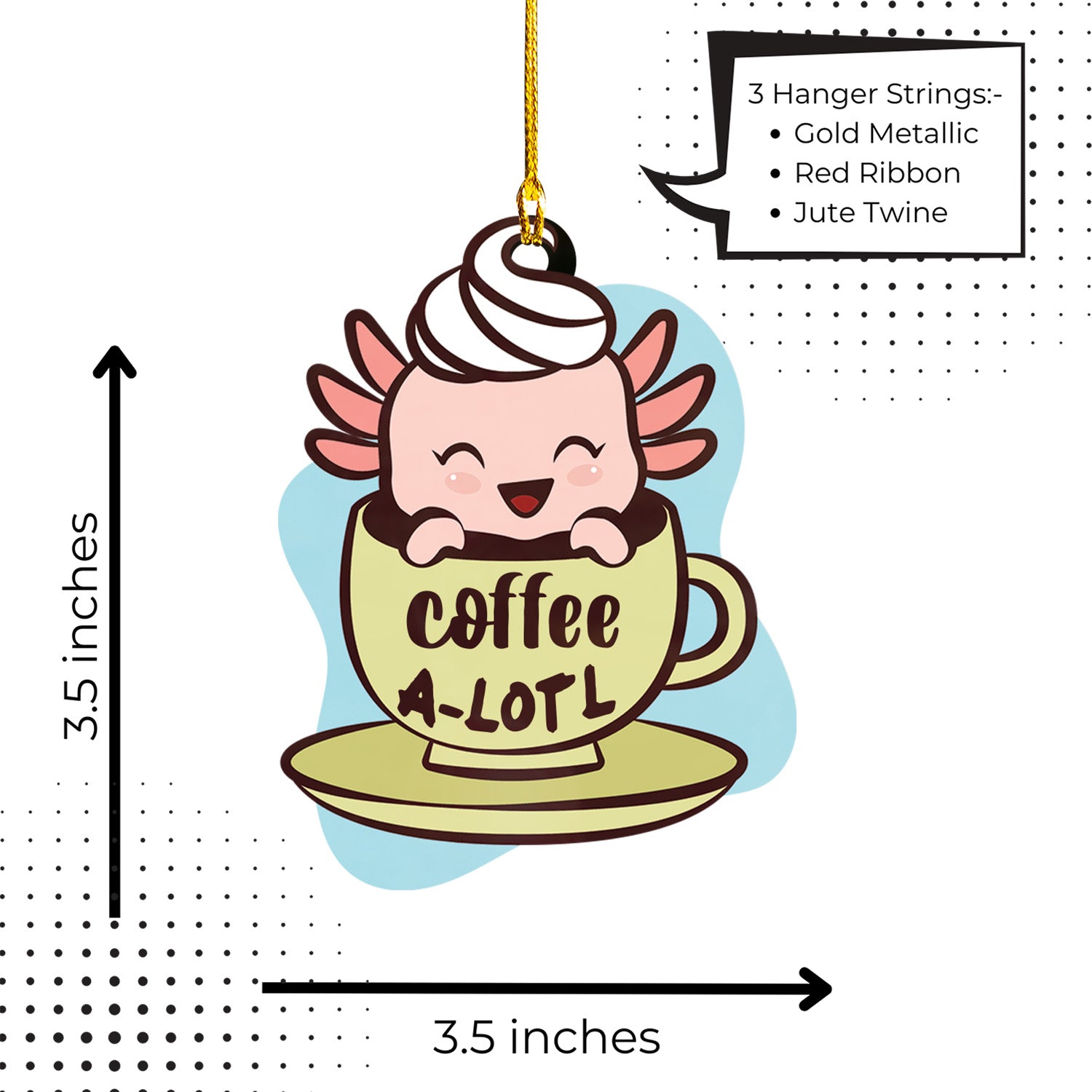 Axolotl Lover Gifts | Cute Axolotl Ornament | Acrylic Christmas Tree Hanging for Kids | Keepsake Xmas Decoration | Coffee A Lotl