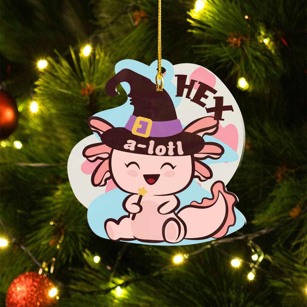 Axolotl Lover Gifts | Cute Axolotl Ornament | Acrylic Christmas Tree Hanging for Kids | Keepsake Xmas Decoration | Hex A Lotl