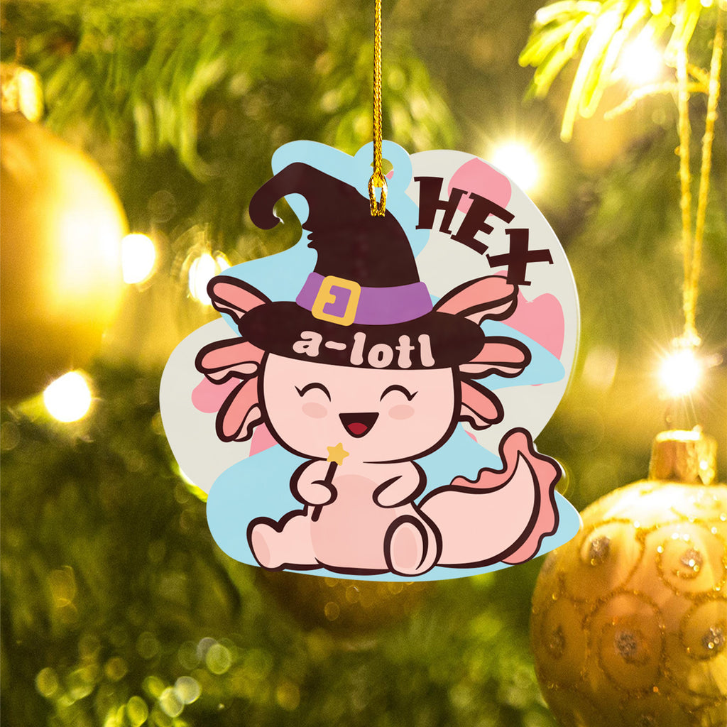 Axolotl Lover Gifts | Cute Axolotl Ornament | Acrylic Christmas Tree Hanging for Kids | Keepsake Xmas Decoration | Hex A Lotl
