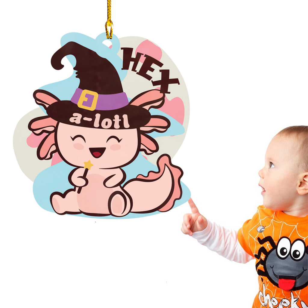 Axolotl Lover Gifts | Cute Axolotl Ornament | Acrylic Christmas Tree Hanging for Kids | Keepsake Xmas Decoration | Hex A Lotl