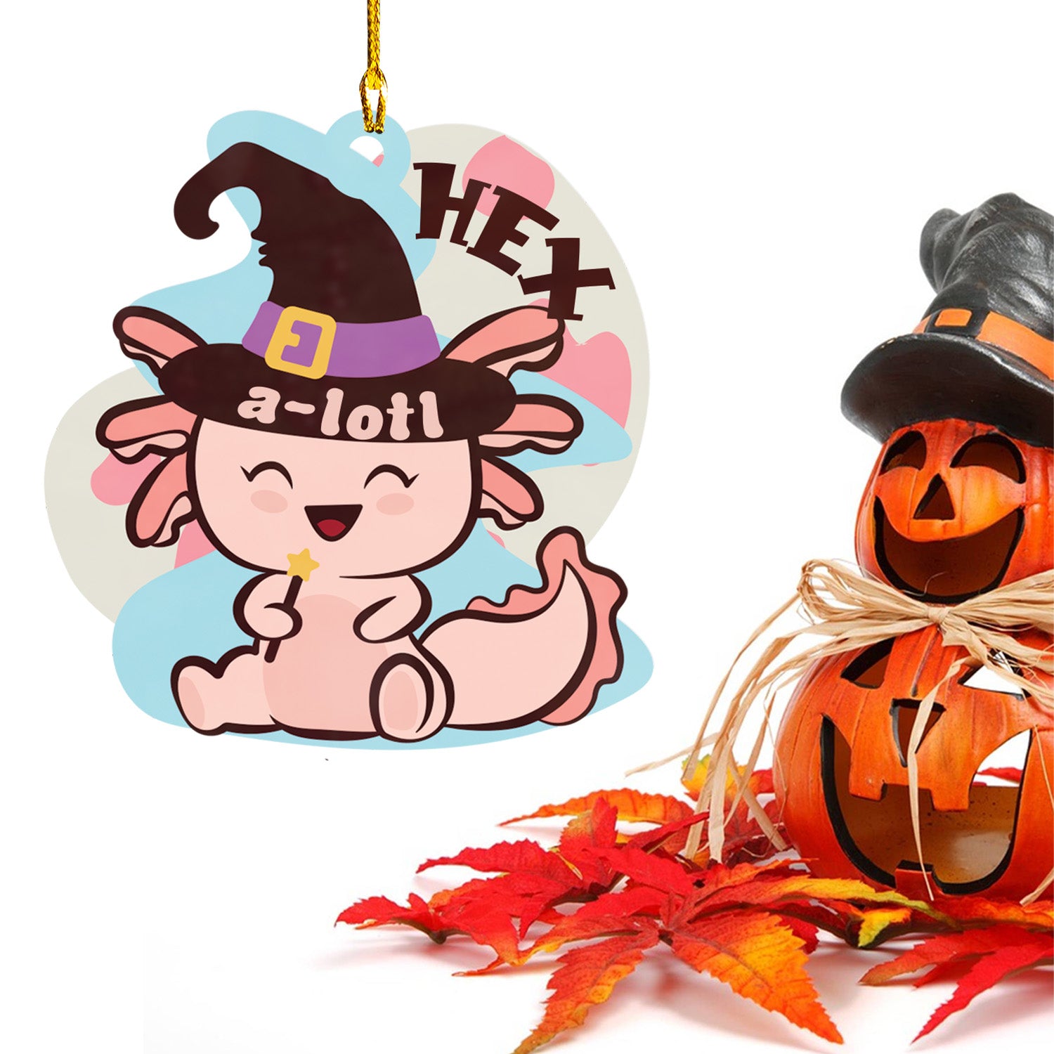 Axolotl Lover Gifts | Cute Axolotl Ornament | Acrylic Christmas Tree Hanging for Kids | Keepsake Xmas Decoration | Hex A Lotl