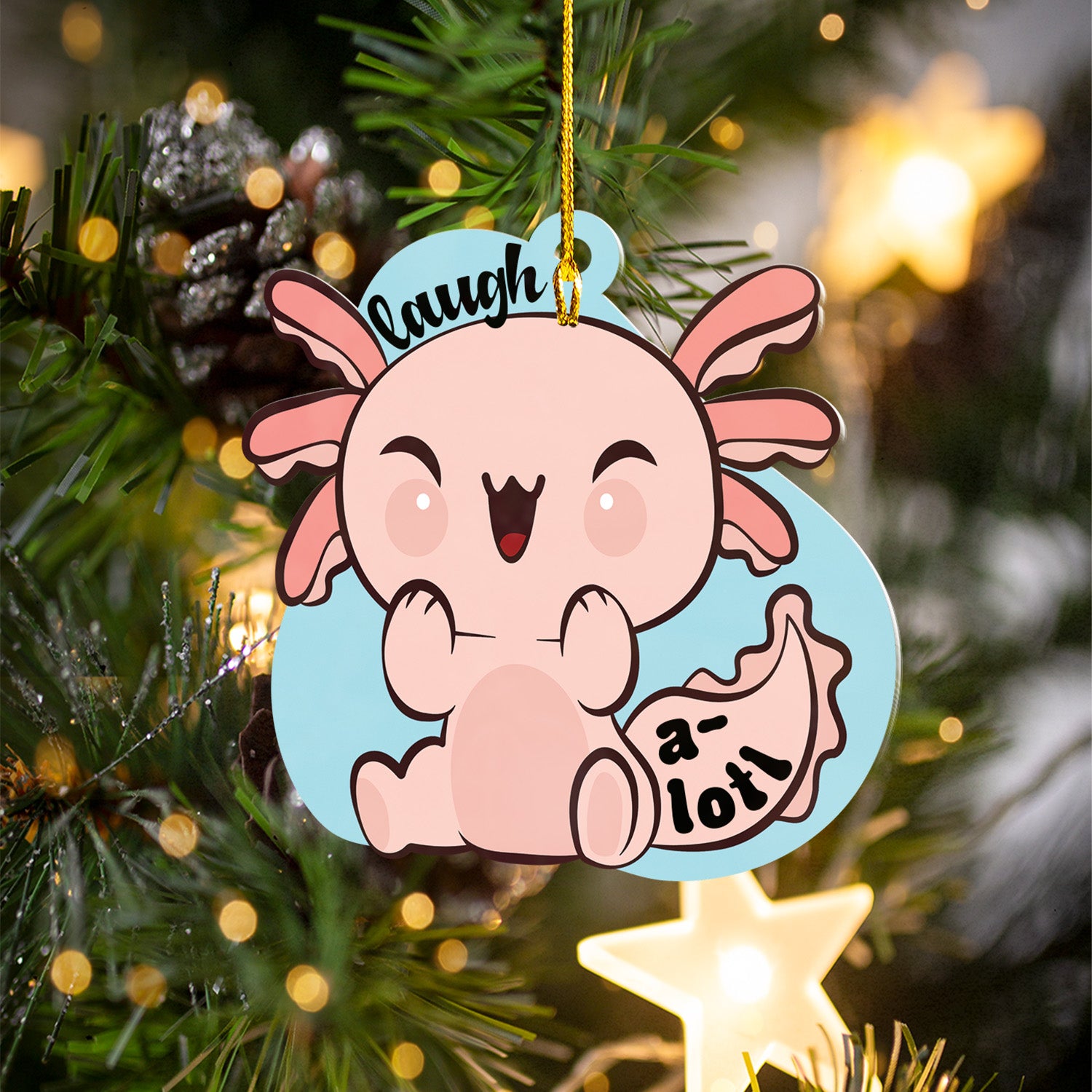 Axolotl Lover Gifts | Cute Axolotl Ornament | Acrylic Christmas Tree Hanging for Kids | Keepsake Xmas Decoration | Laugh A Lotl