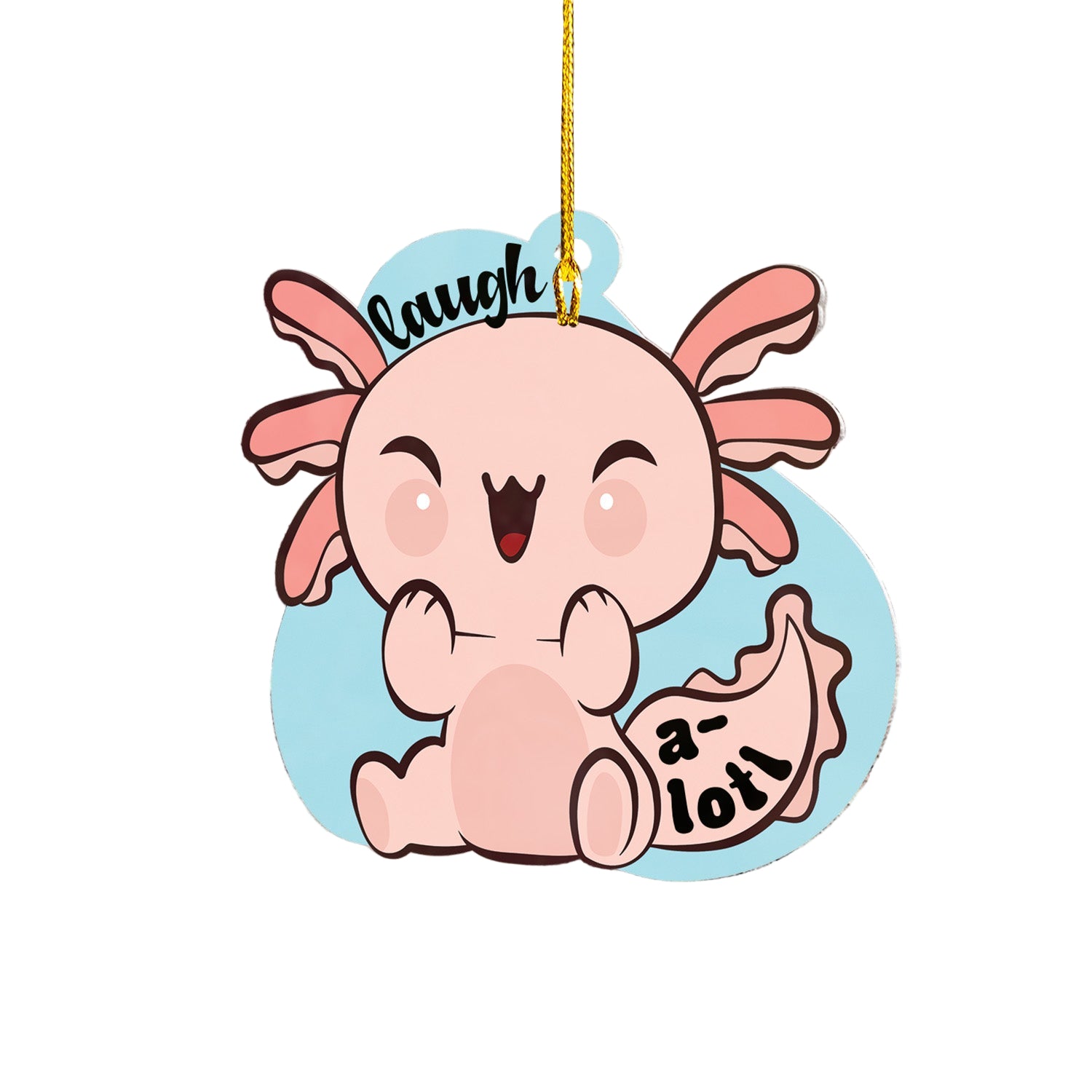 Cartoon character with text 'Laugh a lot!' on a brick wall background