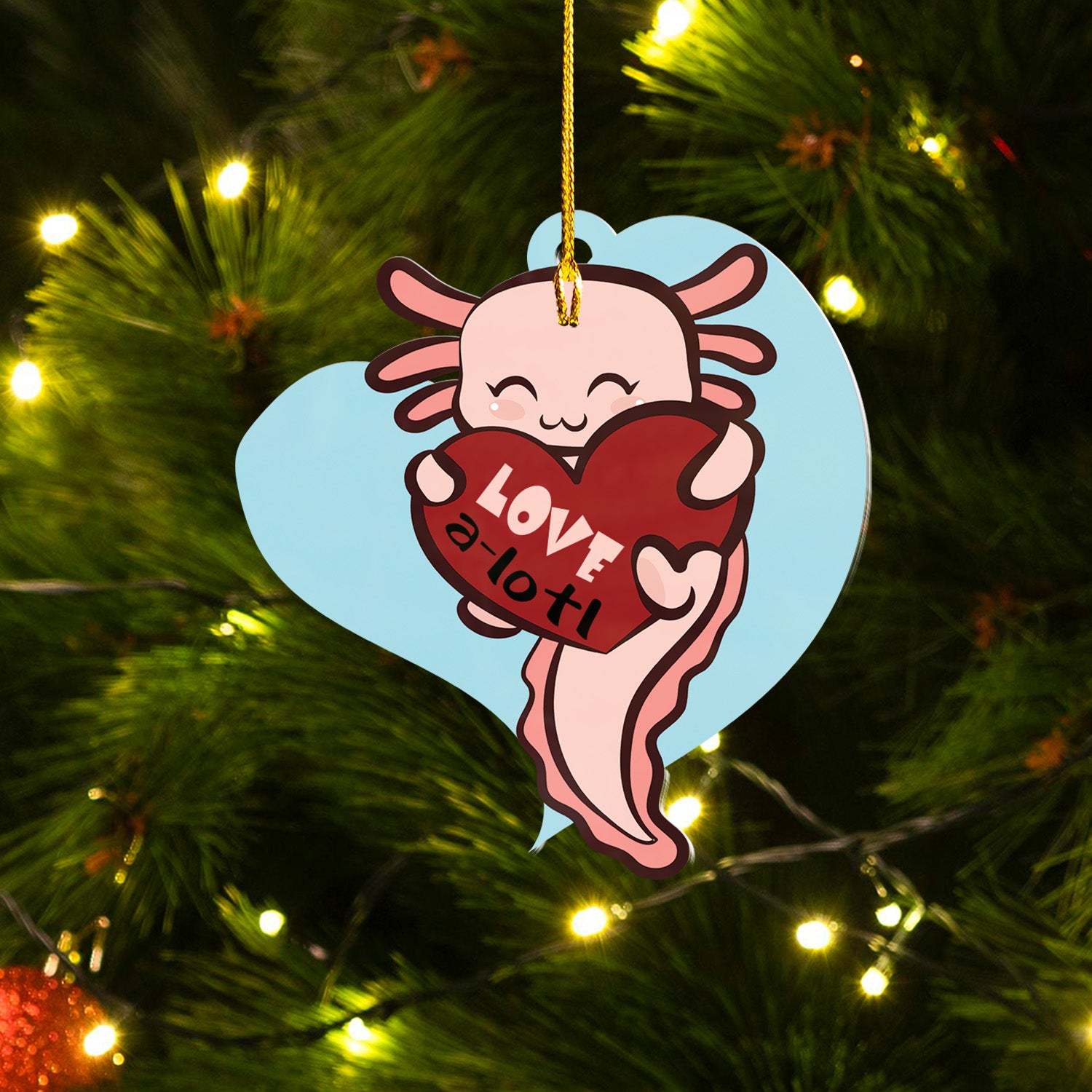 Axolotl Lover Gifts | Cute Axolotl Ornament | Acrylic Christmas Tree Hanging for Kids | Keepsake Xmas Decoration | Love A Lotl