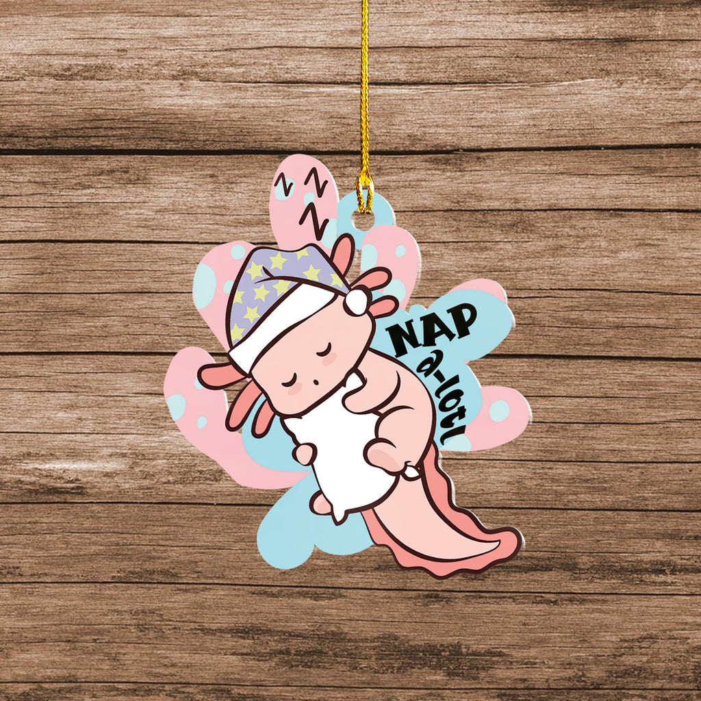 Axolotl Lover Gifts | Cute Axolotl Ornament | Acrylic Christmas Tree Hanging for Kids | Keepsake Xmas Decoration | Nap A Lotl
