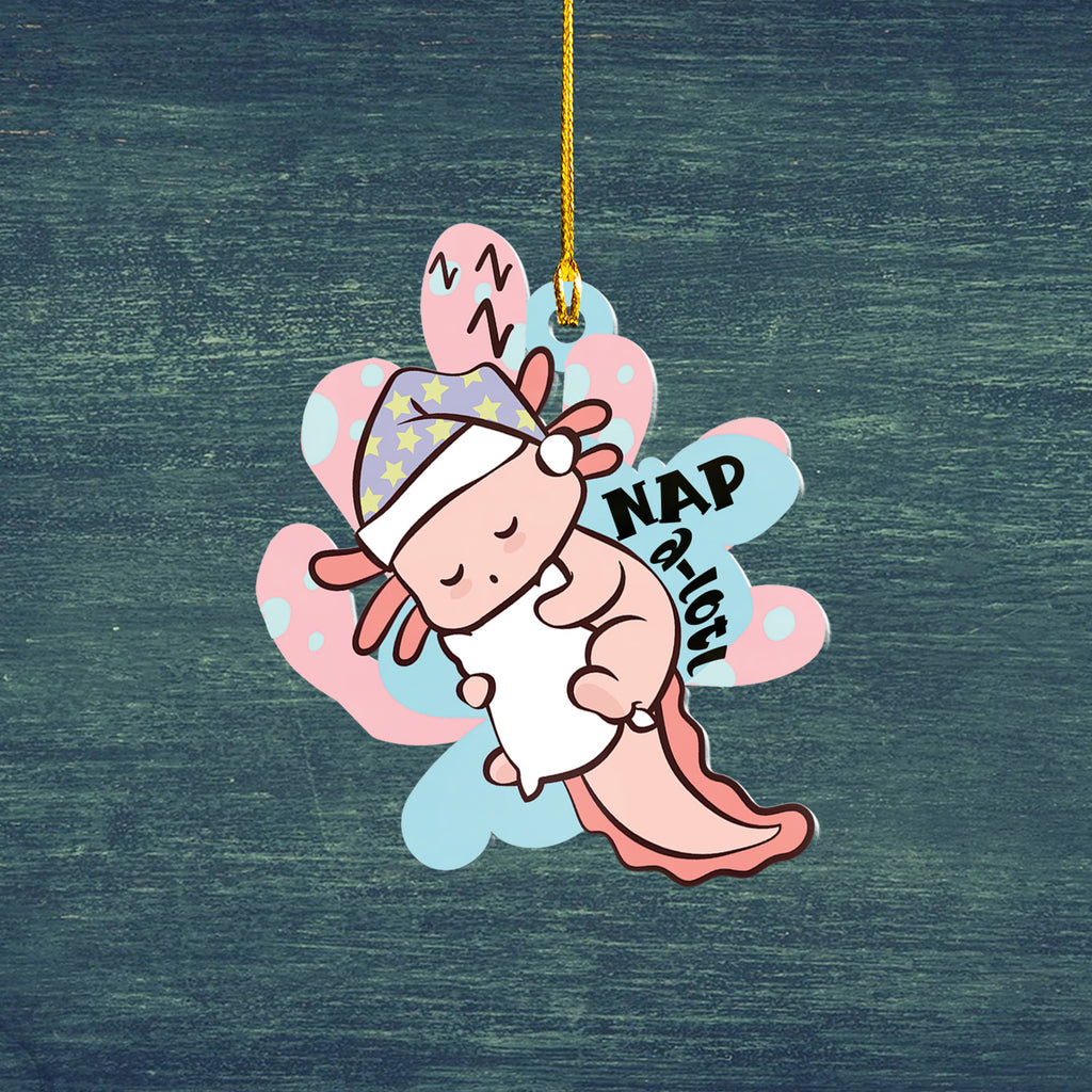 Axolotl Lover Gifts | Cute Axolotl Ornament | Acrylic Christmas Tree Hanging for Kids | Keepsake Xmas Decoration | Nap A Lotl