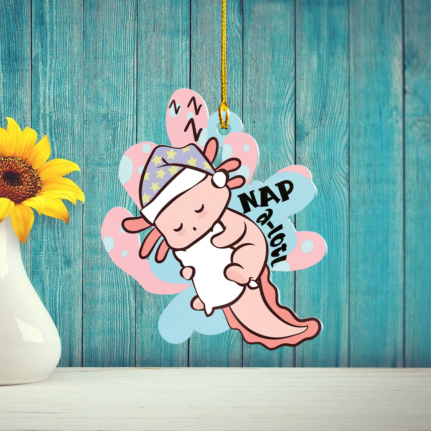 Axolotl Lover Gifts | Cute Axolotl Ornament | Acrylic Christmas Tree Hanging for Kids | Keepsake Xmas Decoration | Nap A Lotl