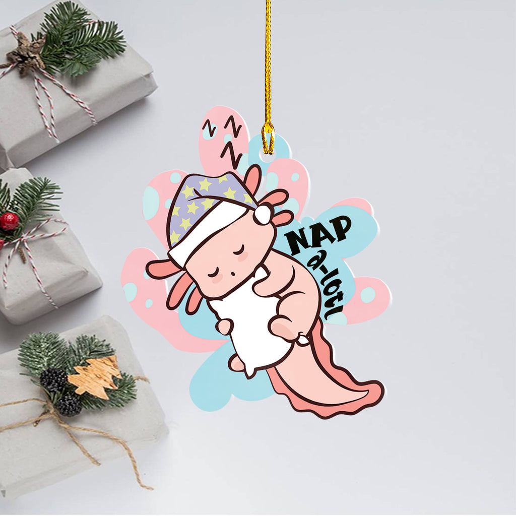 Axolotl Lover Gifts | Cute Axolotl Ornament | Acrylic Christmas Tree Hanging for Kids | Keepsake Xmas Decoration | Nap A Lotl