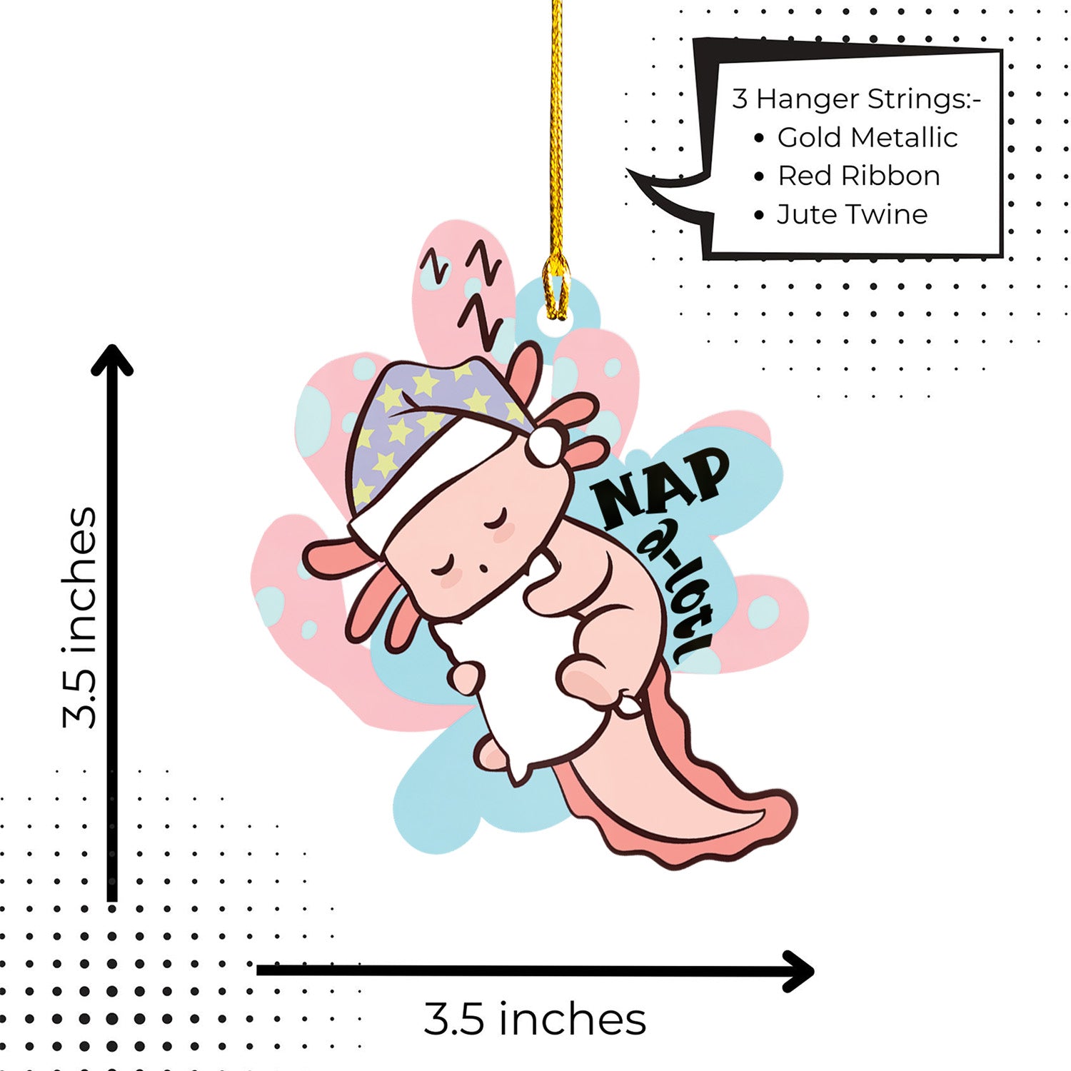 Axolotl Lover Gifts | Cute Axolotl Ornament | Acrylic Christmas Tree Hanging for Kids | Keepsake Xmas Decoration | Nap A Lotl