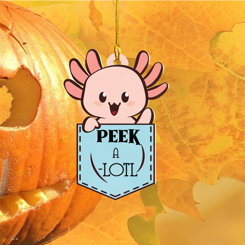 Axolotl Lover Gifts | Cute Axolotl Ornament | Acrylic Christmas Tree Hanging for Kids | Keepsake Xmas Decoration | Peek A Lotl