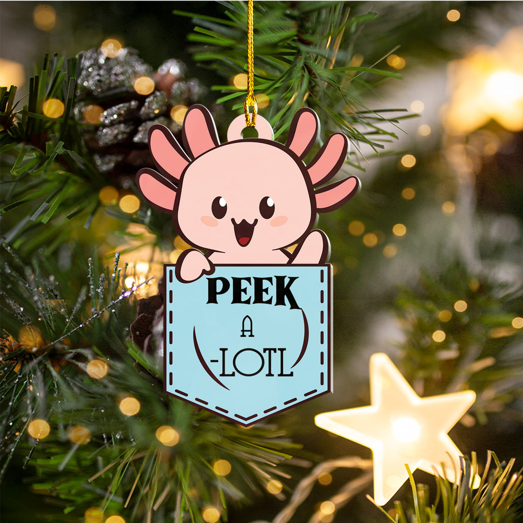 Axolotl Lover Gifts | Cute Axolotl Ornament | Acrylic Christmas Tree Hanging for Kids | Keepsake Xmas Decoration | Peek A Lotl