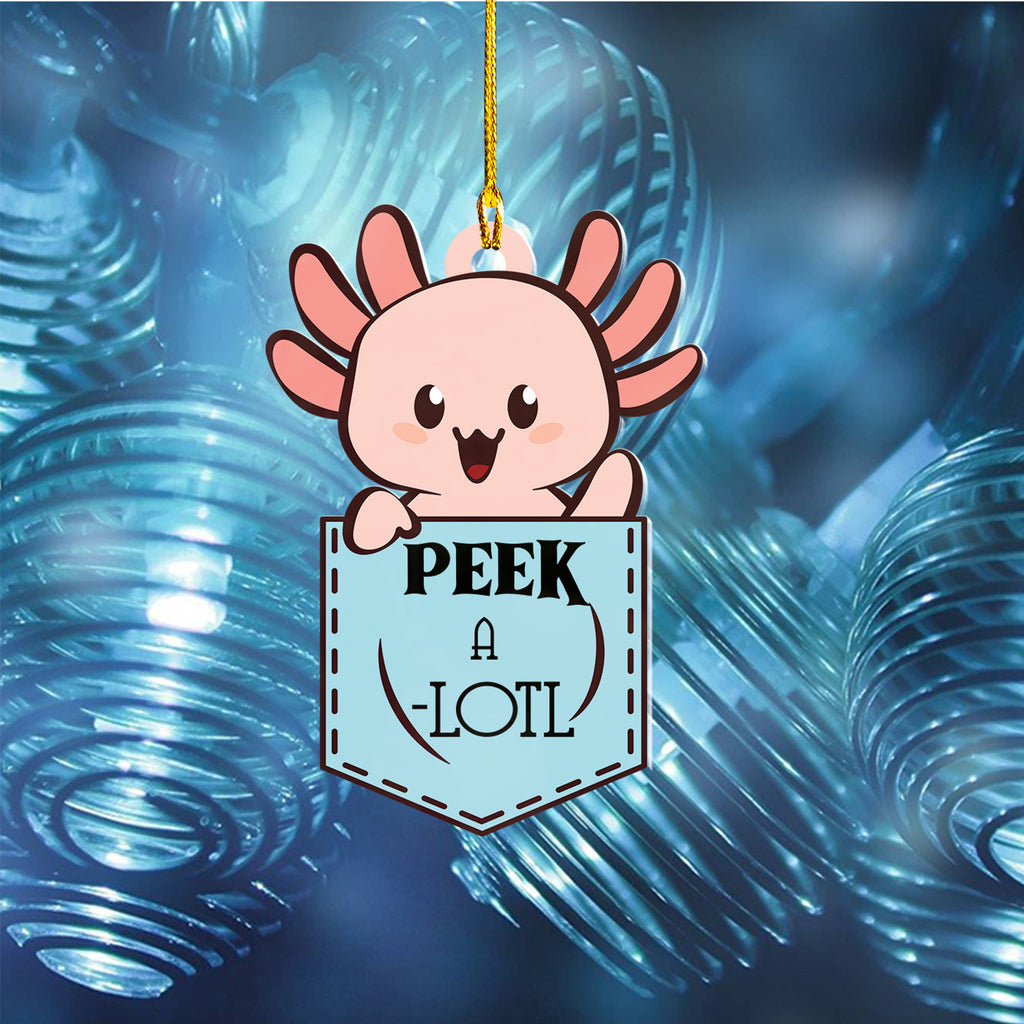 Axolotl Lover Gifts | Cute Axolotl Ornament | Acrylic Christmas Tree Hanging for Kids | Keepsake Xmas Decoration | Peek A Lotl