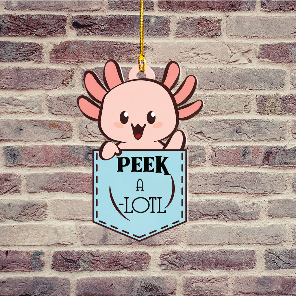 Axolotl Lover Gifts | Cute Axolotl Ornament | Acrylic Christmas Tree Hanging for Kids | Keepsake Xmas Decoration | Peek A Lotl