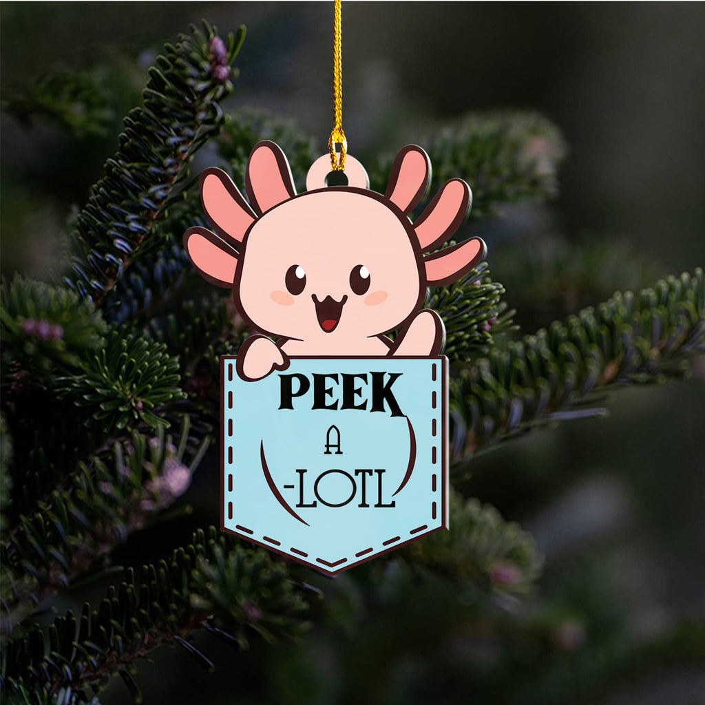 Axolotl Lover Gifts | Cute Axolotl Ornament | Acrylic Christmas Tree Hanging for Kids | Keepsake Xmas Decoration | Peek A Lotl