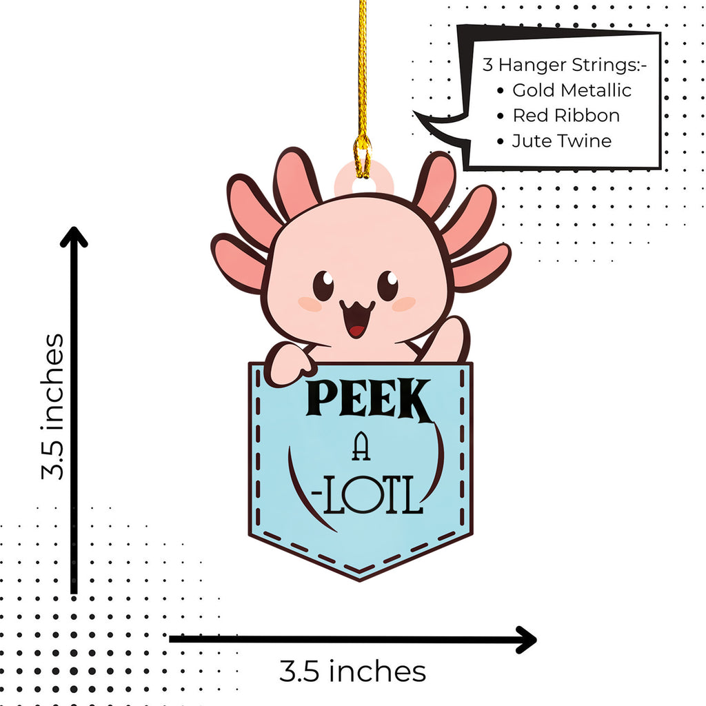 Axolotl Lover Gifts | Cute Axolotl Ornament | Acrylic Christmas Tree Hanging for Kids | Keepsake Xmas Decoration | Peek A Lotl