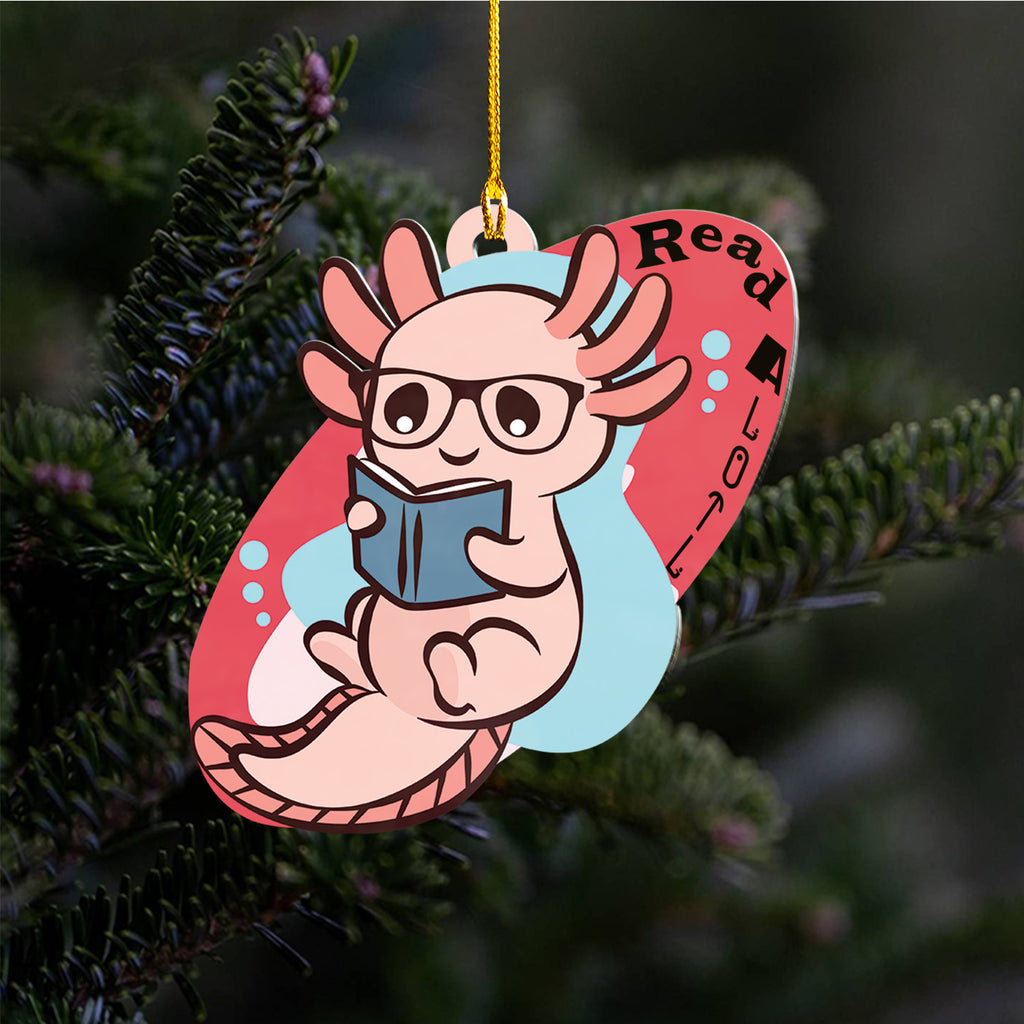 Axolotl Lover Gifts | Cute Axolotl Ornament | Acrylic Christmas Tree Hanging for Kids | Keepsake Xmas Decoration | Read A Lotl
