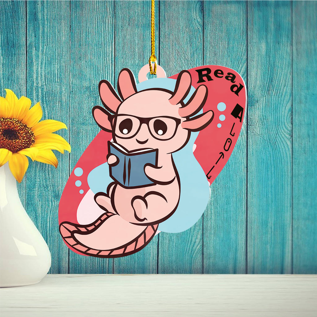 Axolotl Lover Gifts | Cute Axolotl Ornament | Acrylic Christmas Tree Hanging for Kids | Keepsake Xmas Decoration | Read A Lotl