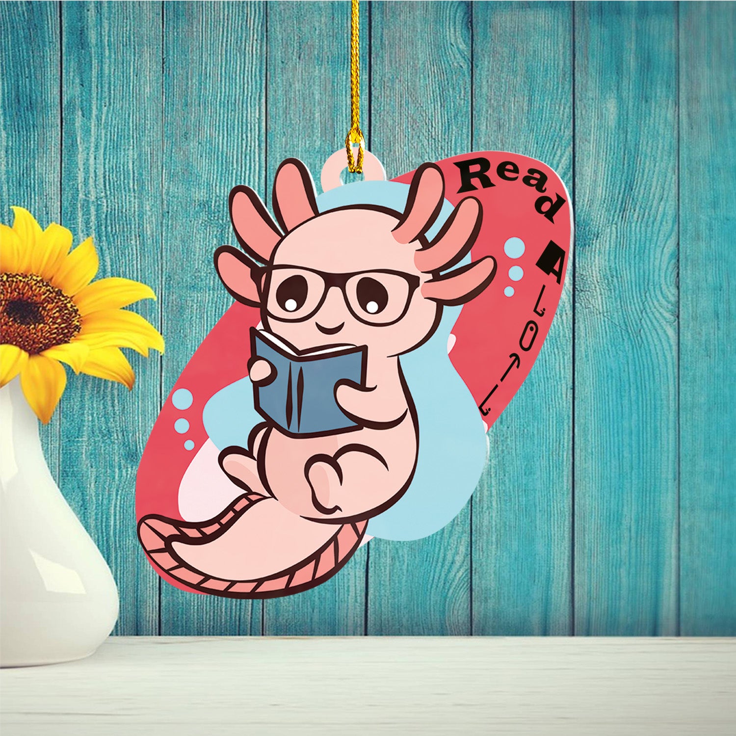 Axolotl Lover Gifts | Cute Axolotl Ornament | Acrylic Christmas Tree Hanging for Kids | Keepsake Xmas Decoration | Read A Lotl