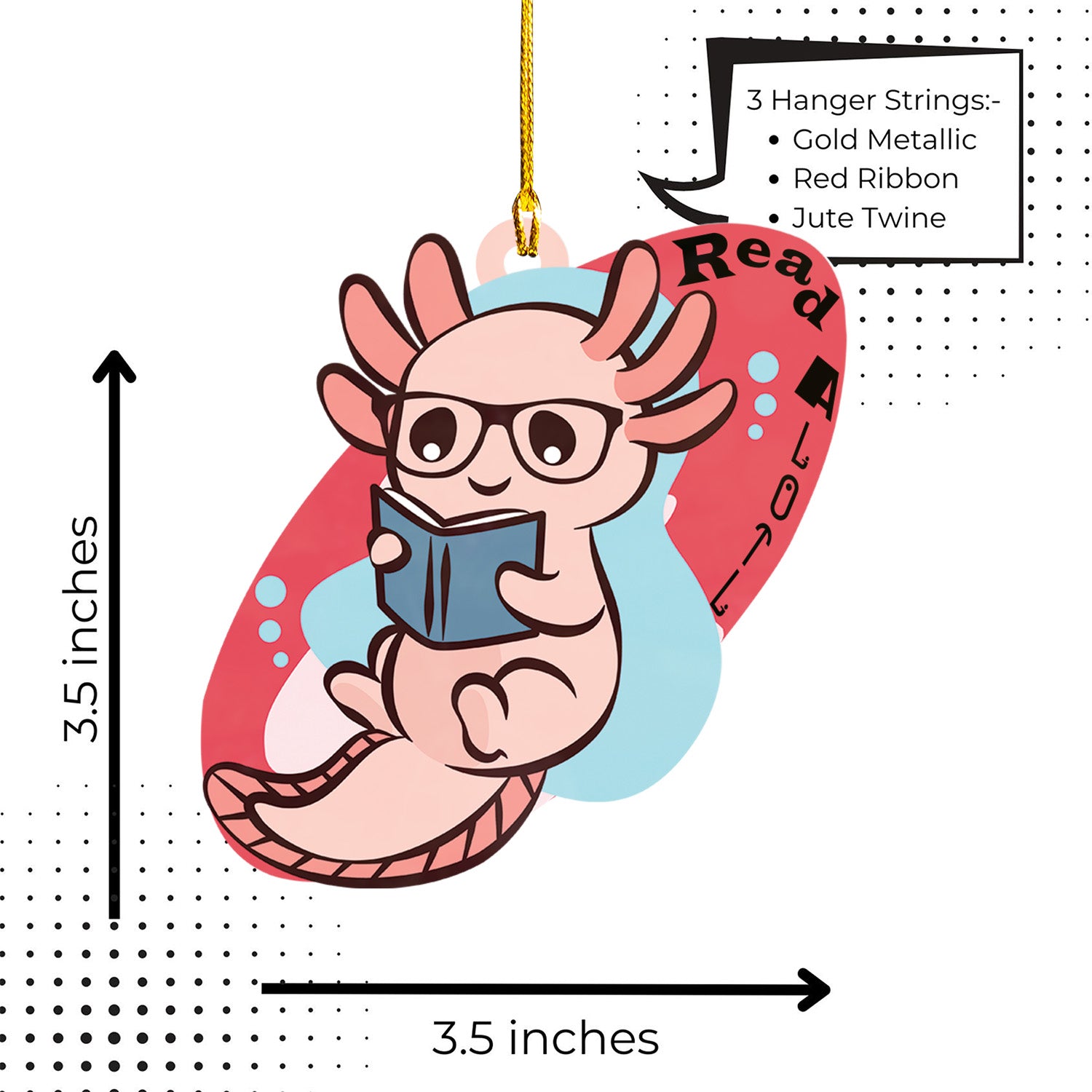 Axolotl Lover Gifts | Cute Axolotl Ornament | Acrylic Christmas Tree Hanging for Kids | Keepsake Xmas Decoration | Read A Lotl