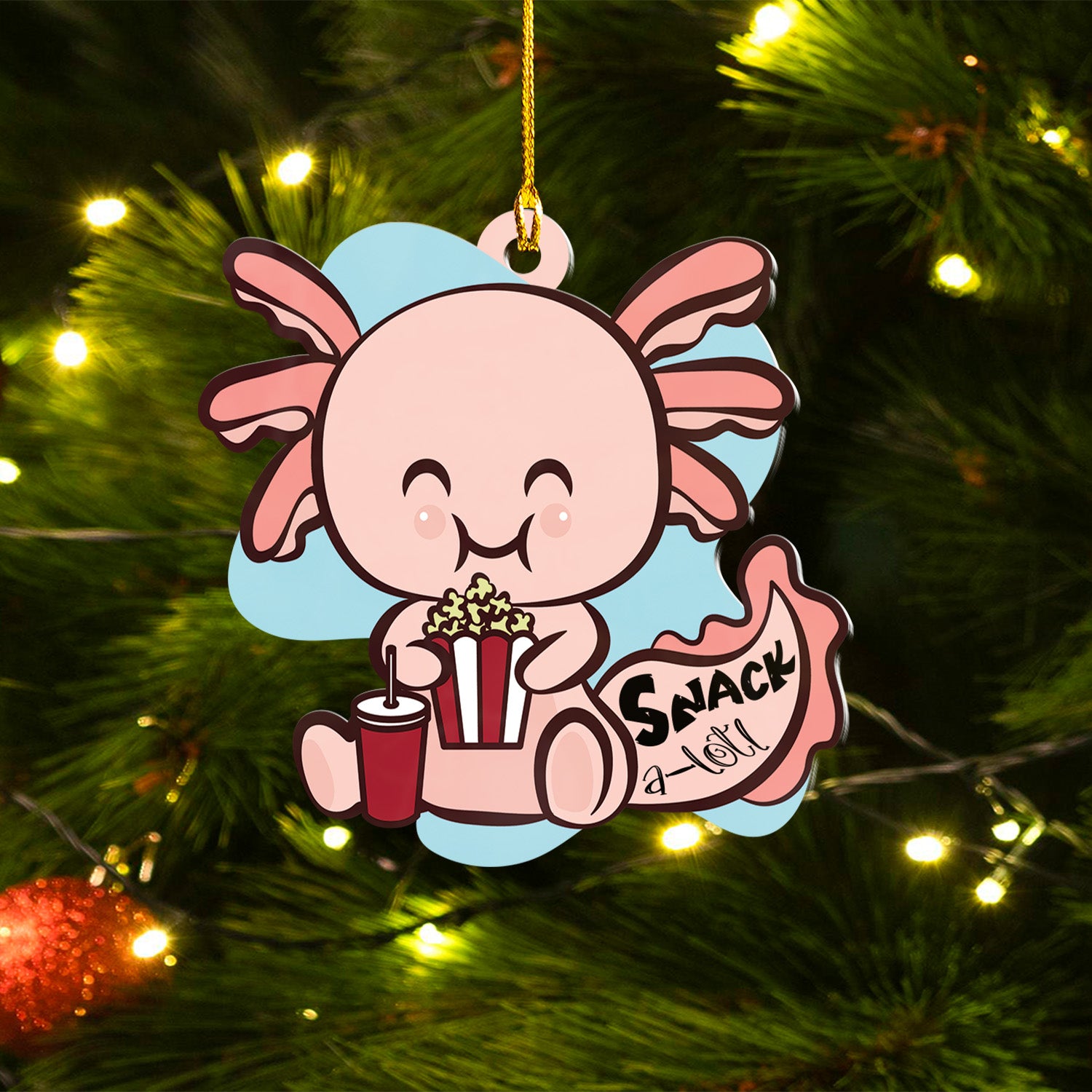 Axolotl Lover Gifts | Cute Axolotl Ornament | Acrylic Christmas Tree Hanging for Kids | Keepsake Xmas Decoration | Snack A Lotl