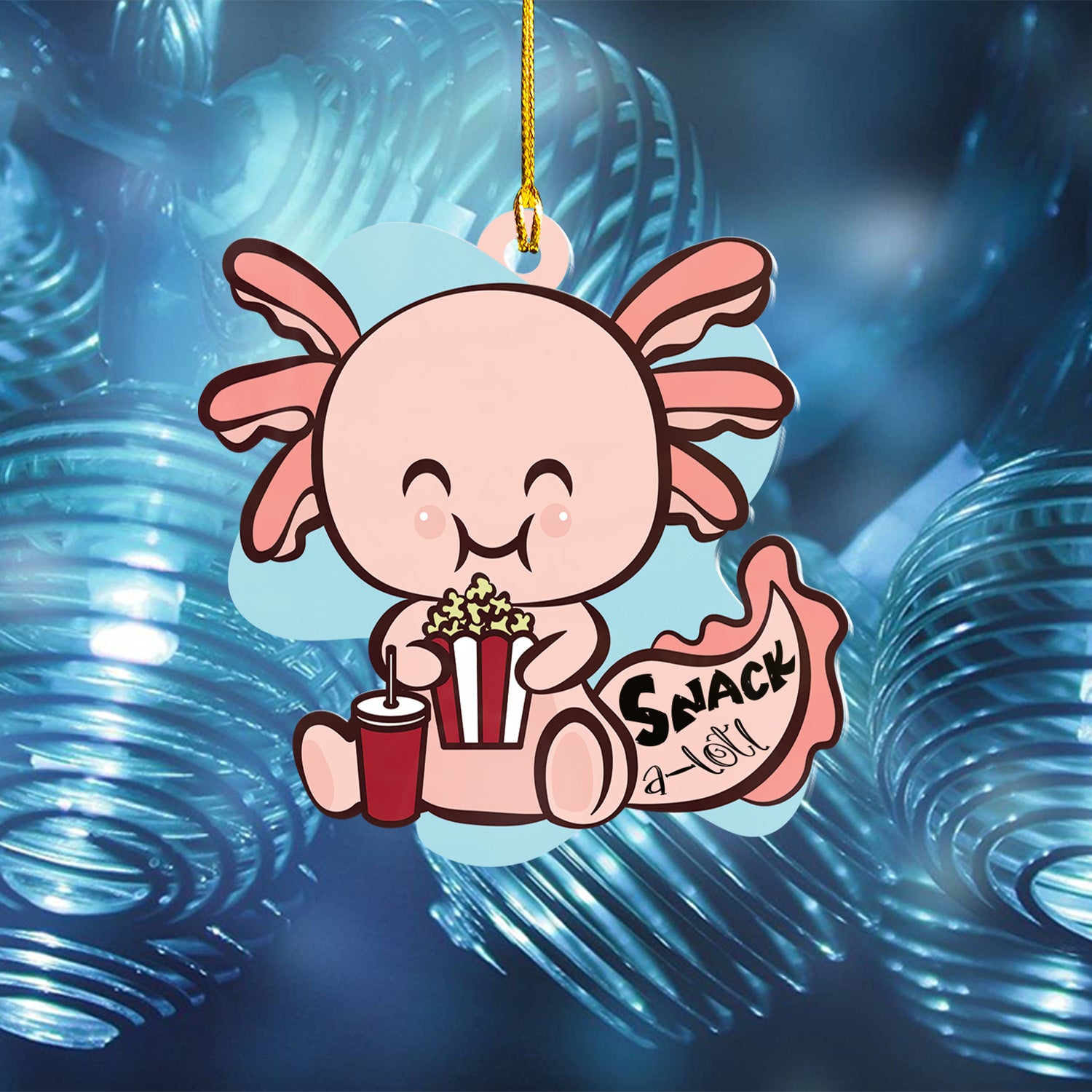 Axolotl Lover Gifts | Cute Axolotl Ornament | Acrylic Christmas Tree Hanging for Kids | Keepsake Xmas Decoration | Snack A Lotl