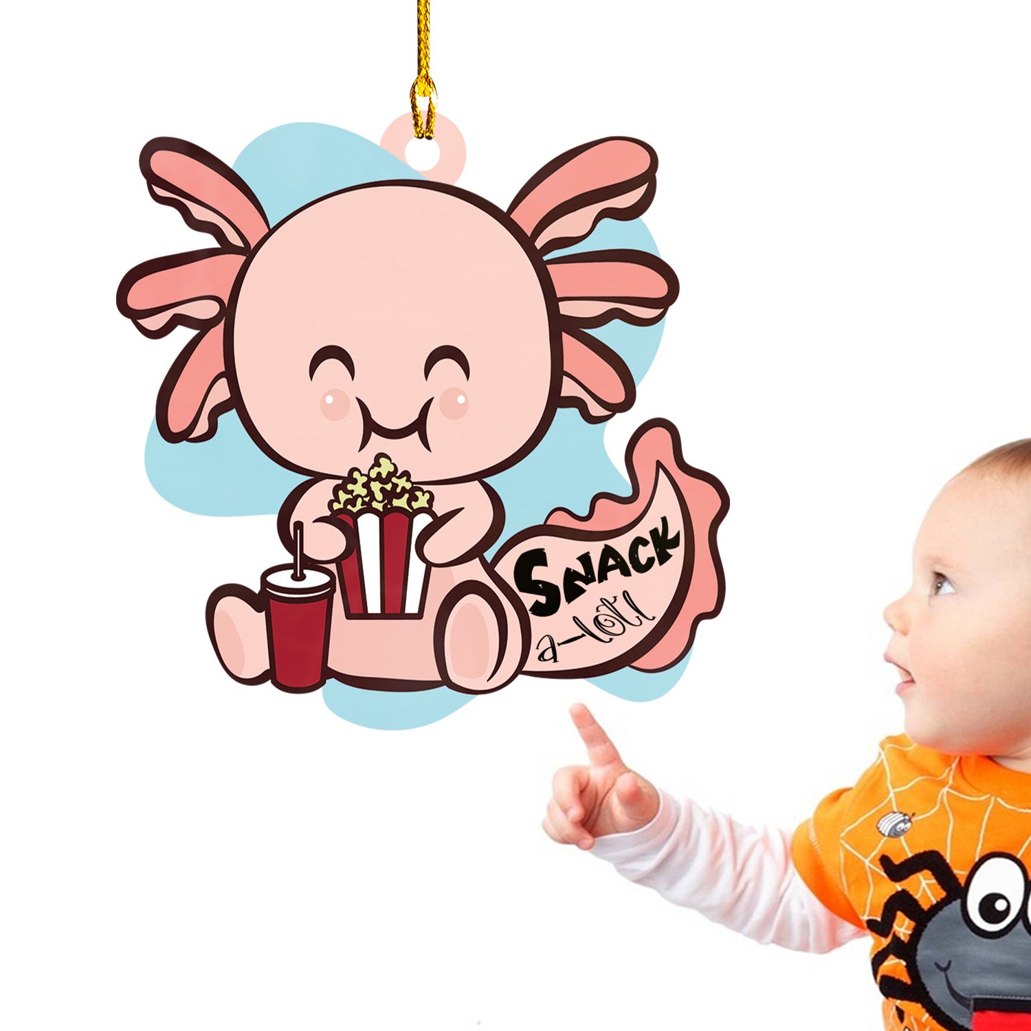 Axolotl Lover Gifts | Cute Axolotl Ornament | Acrylic Christmas Tree Hanging for Kids | Keepsake Xmas Decoration | Snack A Lotl