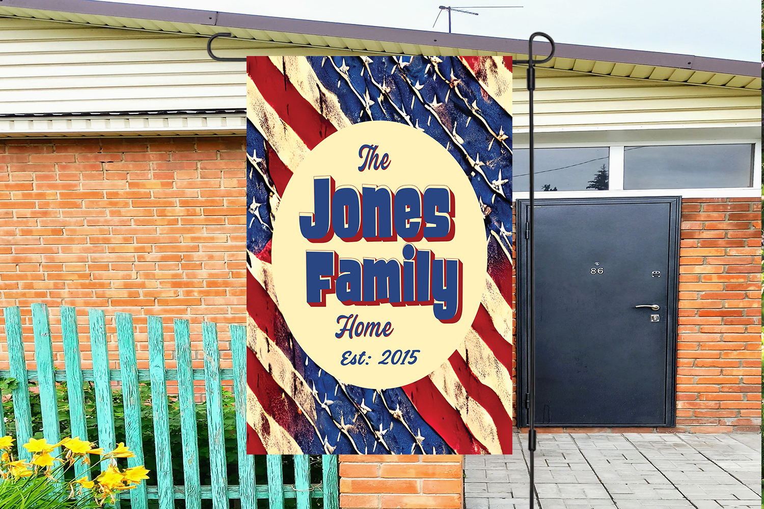 Custom GARDEN FLAGS | Welcome House Flag | Personalized Name | Double-Sided, UV Resistant Polyester | Stars and Stripes