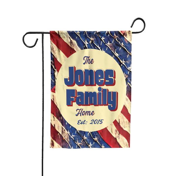 Personalized House Flag, Customized Family Last Name and Established Year, Patriotic American Garden Sign, Double Sided, Multiple Sizes, UV resistant, Polyester Garden Yard, Outdoor Decoration