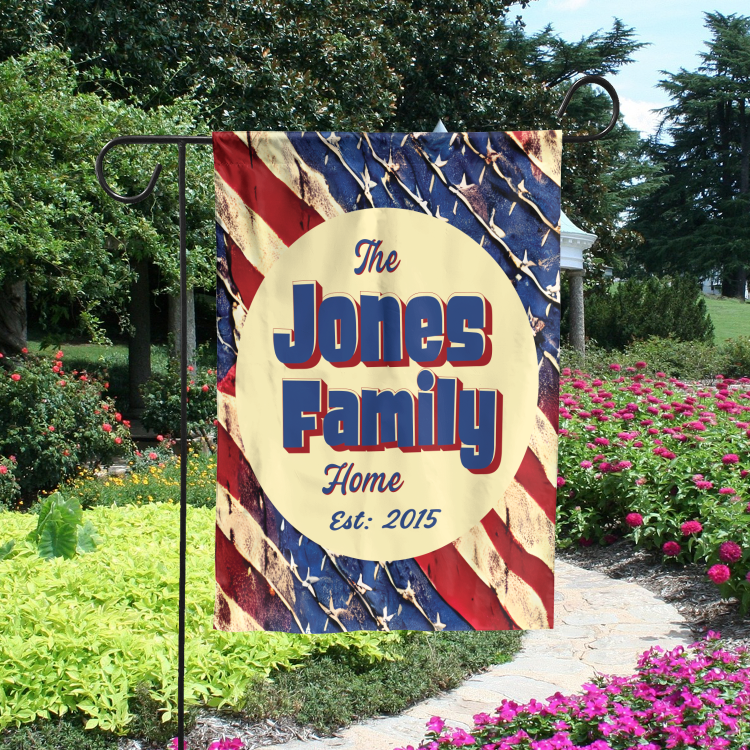 Custom HOUSE FLAGS | Welcome Garden Flag | Personalized Name | Double-Sided, UV Resistant Polyester | Stars and Stripes