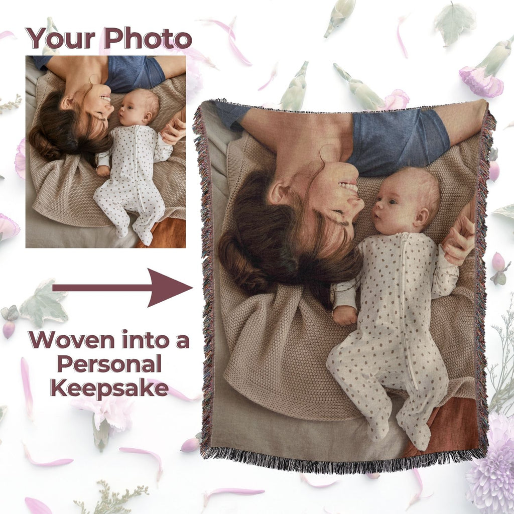 Custom Photo Woven Blanket – Personalized Picture Keepsake
