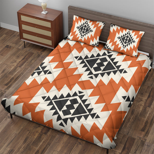 Navajo Quilted Bedding Set | Bright Boho Cozy Comforters | Geometric Bedspreads with matching Pillowcase