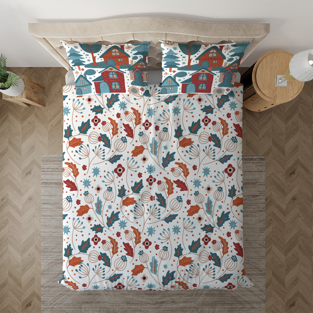 Scandinavian Night bedding displayed at an angle on a bed