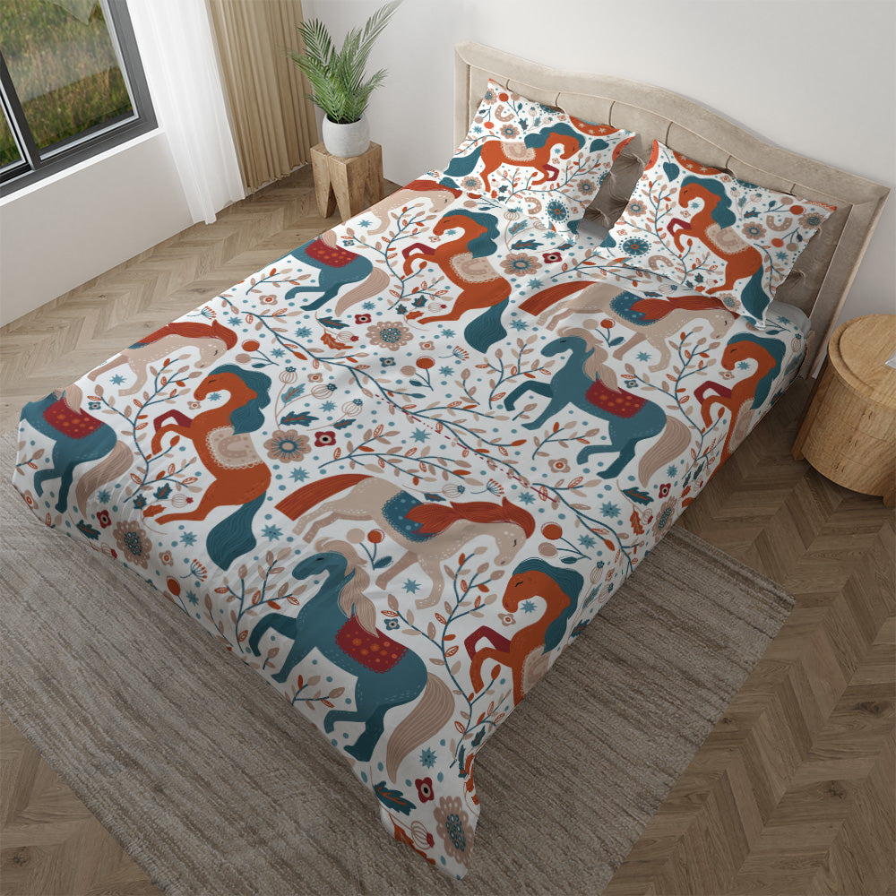 Scandinavian Horse Baby Twin duvet cover with matching pillowcase