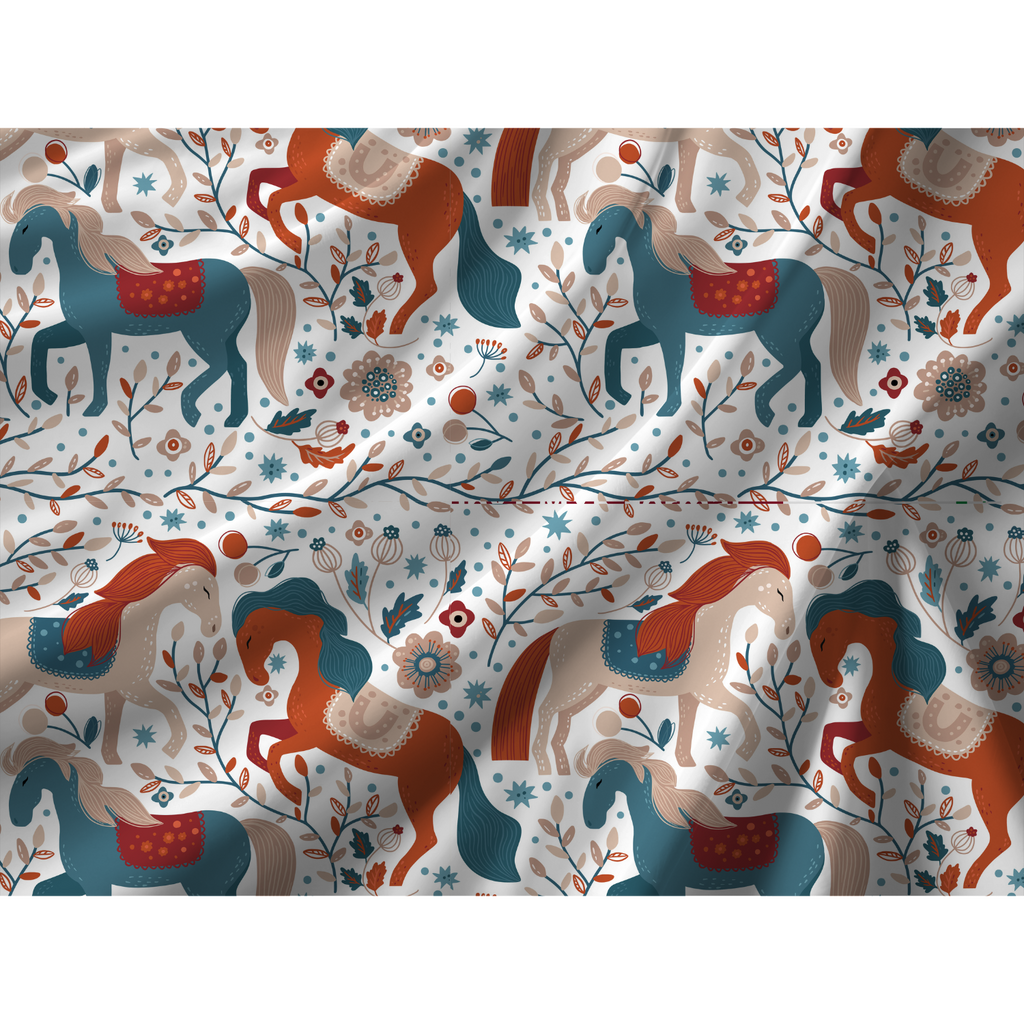 Close-up of scandinavian horse duvet cover pattern